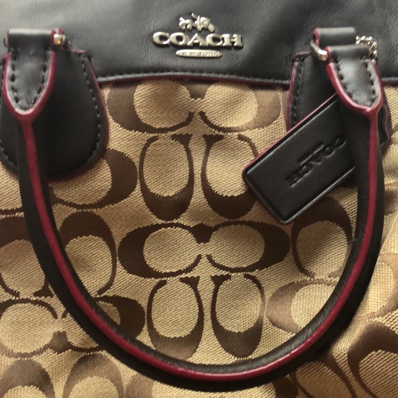 Brown leather trim Coach purse - Picture 6 of 7